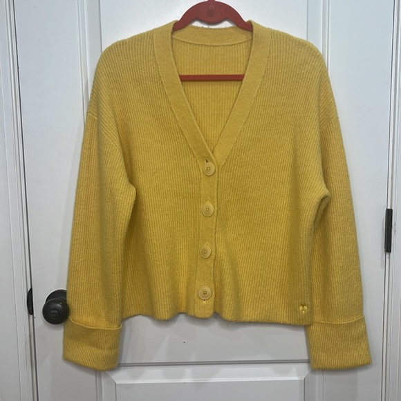 KATE SPADE YELLOW WOOL V NECK CARDIGAN - Picture 4 of 7